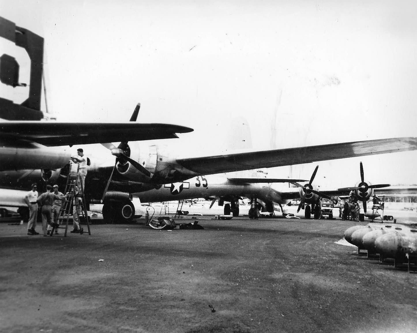 B-29 Superfortress during ground maintenance – 29th Bomb Group