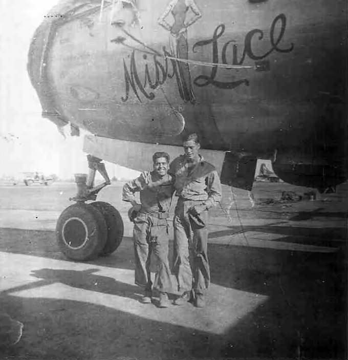 Boeing B-29 Superfortress bomber Miss Lace nose art