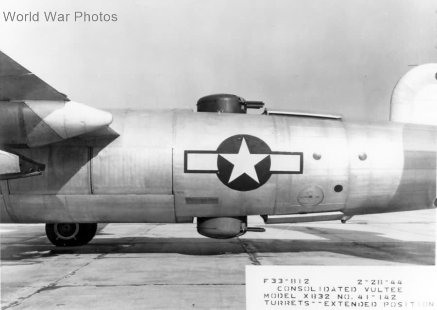 XB-32 2nd prototype, turrets in extended position