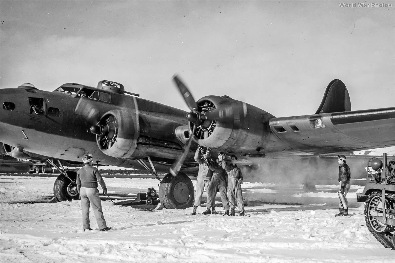 B-17F warming up in the snow at Meeks Field Iceland in 1943