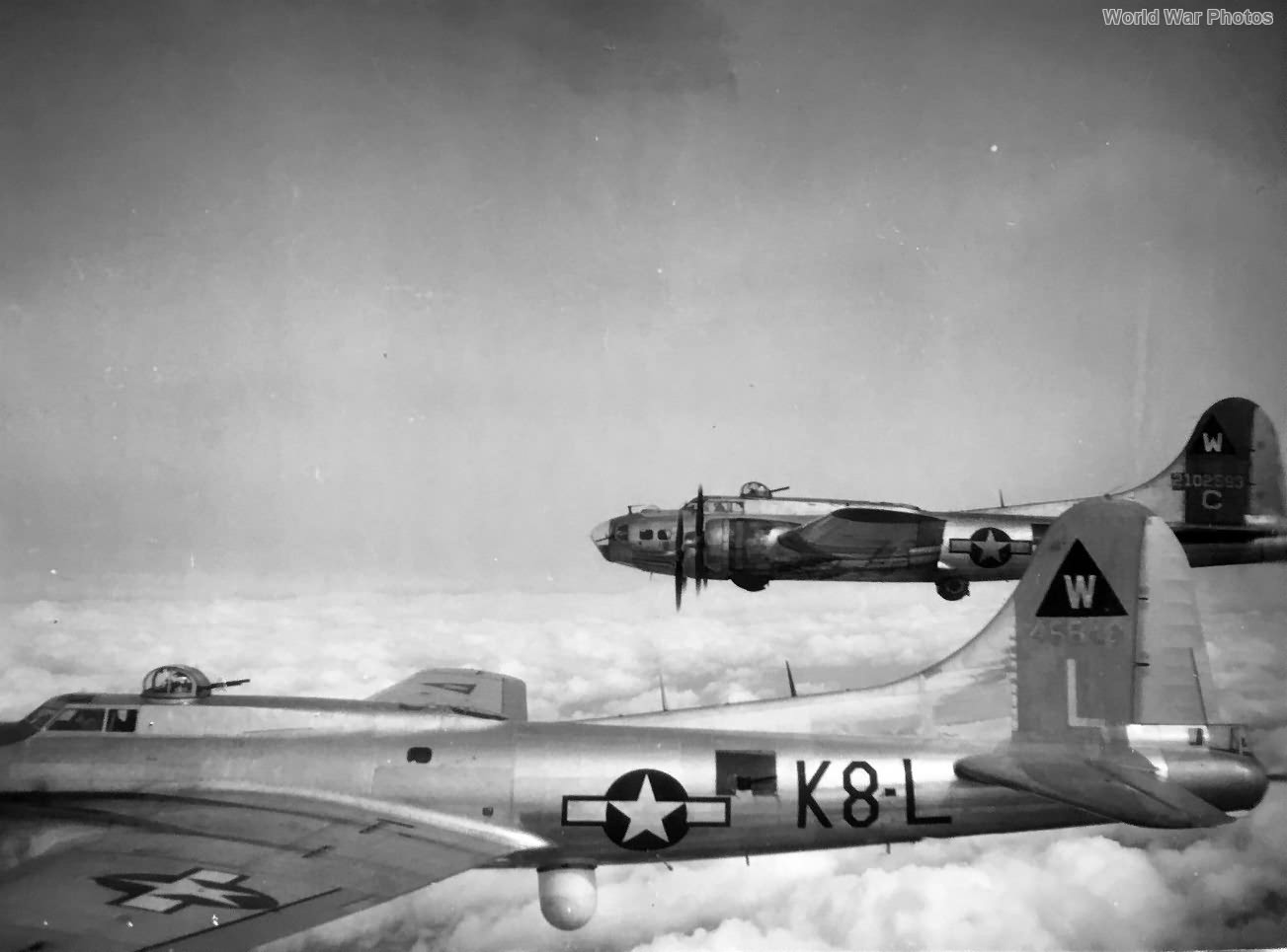 B-17G K8-L and K8-G 42-102593 of the 398th BG