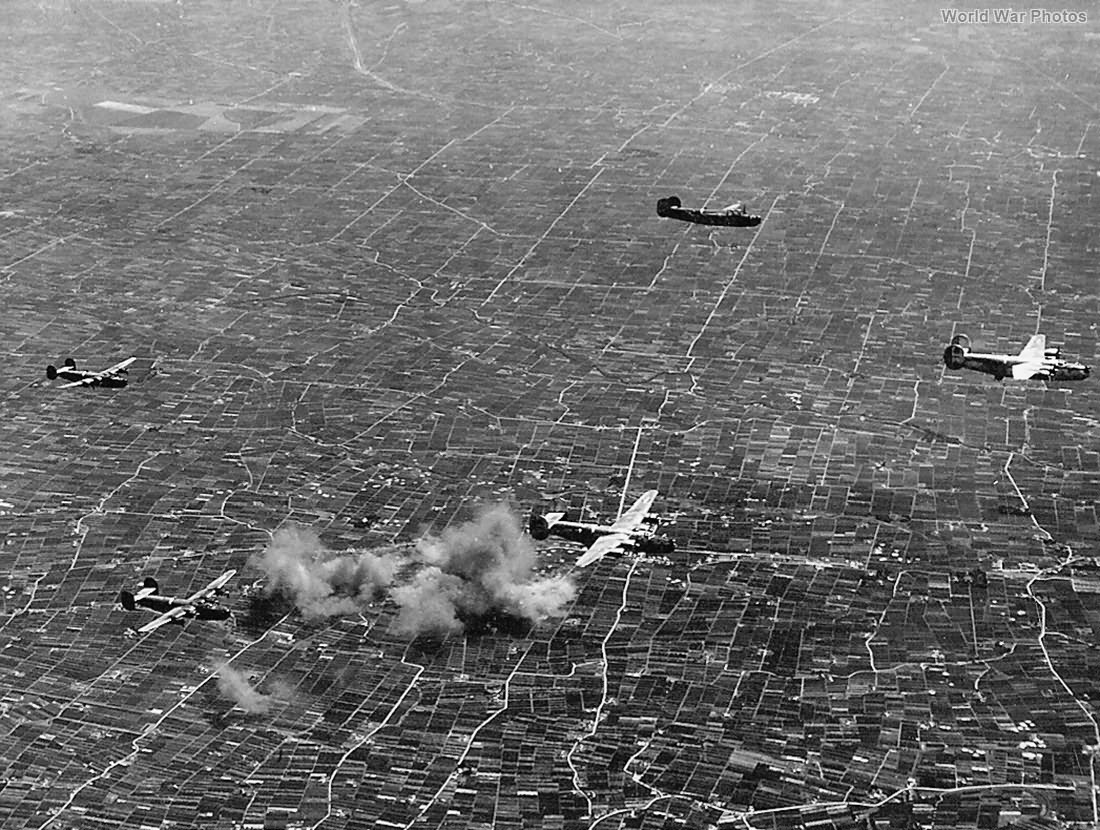 15th AF bombers passing over target