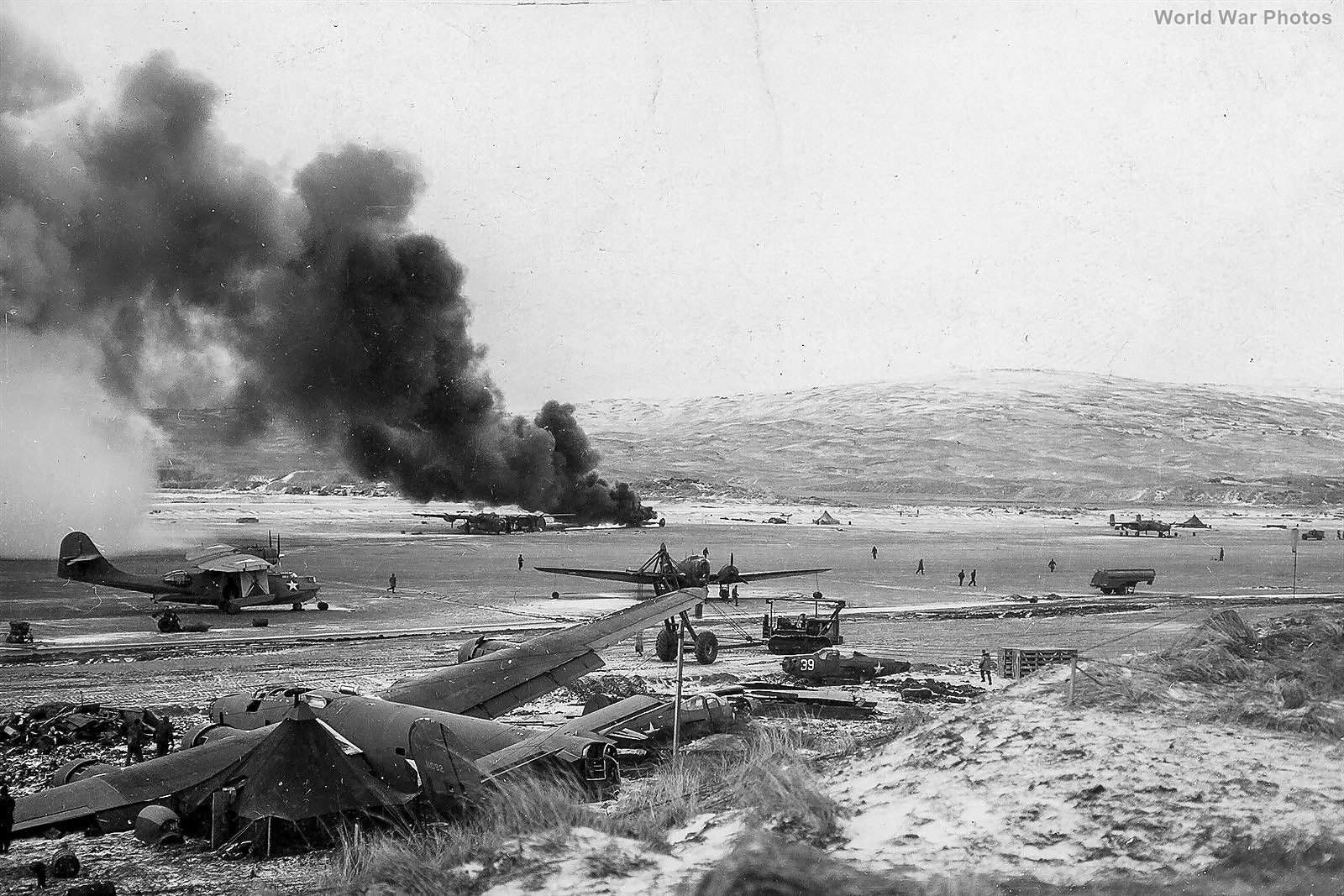 54th FS P-38 Crash at Adak and wreck of B-24 41-1092 1942