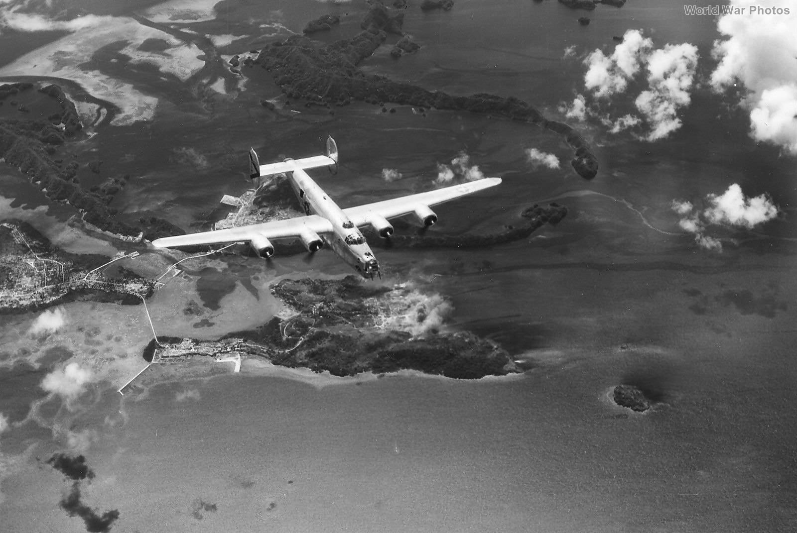 B-24 of the 494th BG over Palau