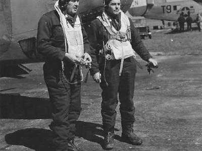 Brig Gen Walter Peck Commander of the 96th BW after returning from a mission with the 466th BG