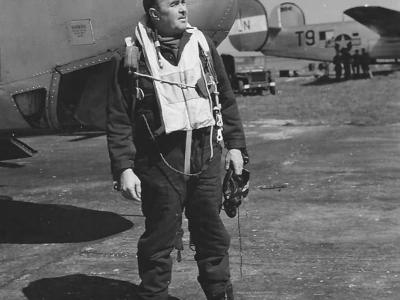Brigadier General Walter Peck Commander of the 96th BW after returning from a mission with the 466th BG
