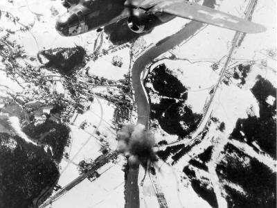 B-25 of 12th AF bomb bridge near Munich
