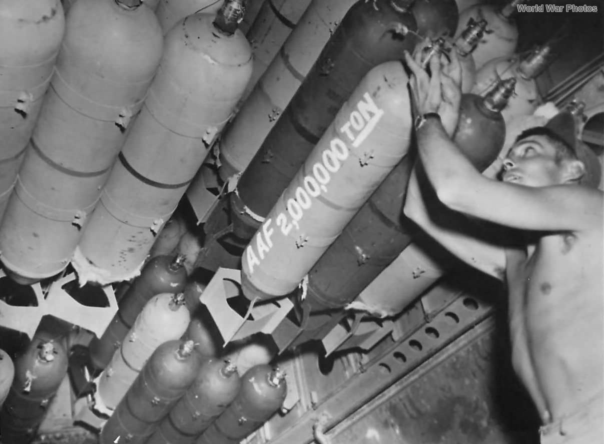 2,000,000th ton of explosives loaded on B-29 Goin Jessie 2