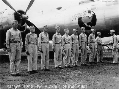 Aircrew posed with B-29 City of Alhambra