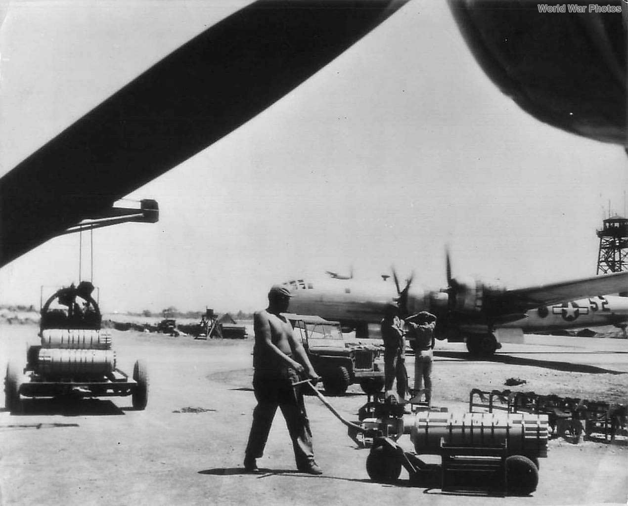 Crew loading M69 bombs on B-29s on Saipan ’45