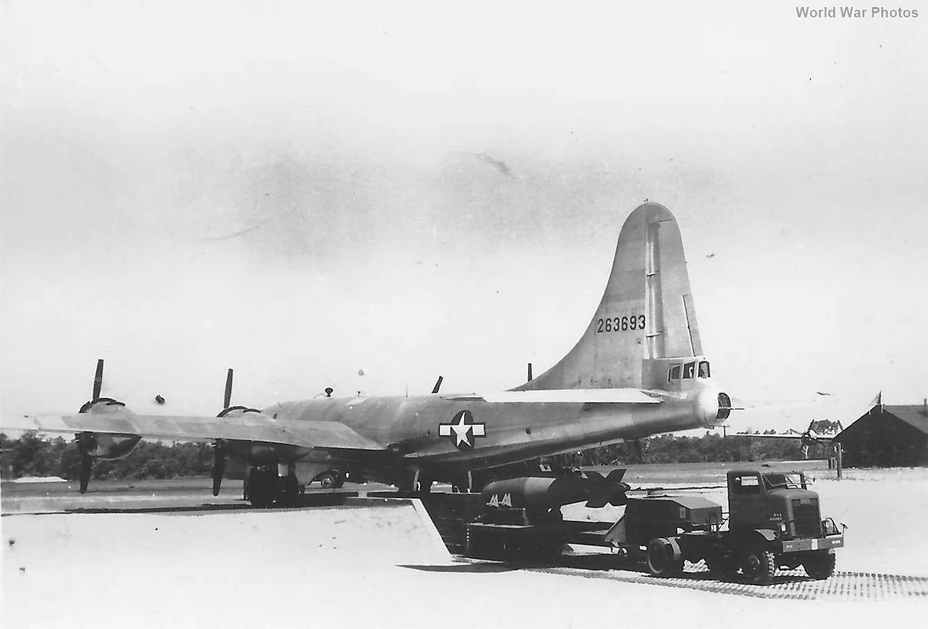 Loading blockbuster bomb on B-29 Marianas