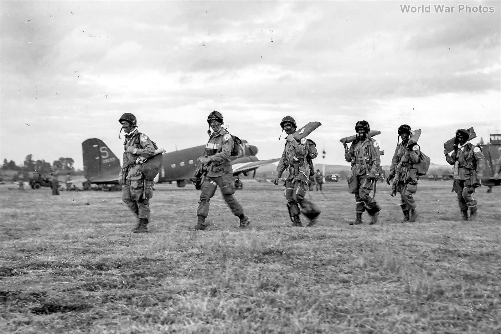 101st Airborne Division walking for their waiting C-47