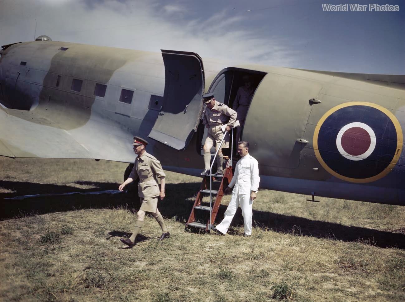 King George VI leaving a Dakota Italy