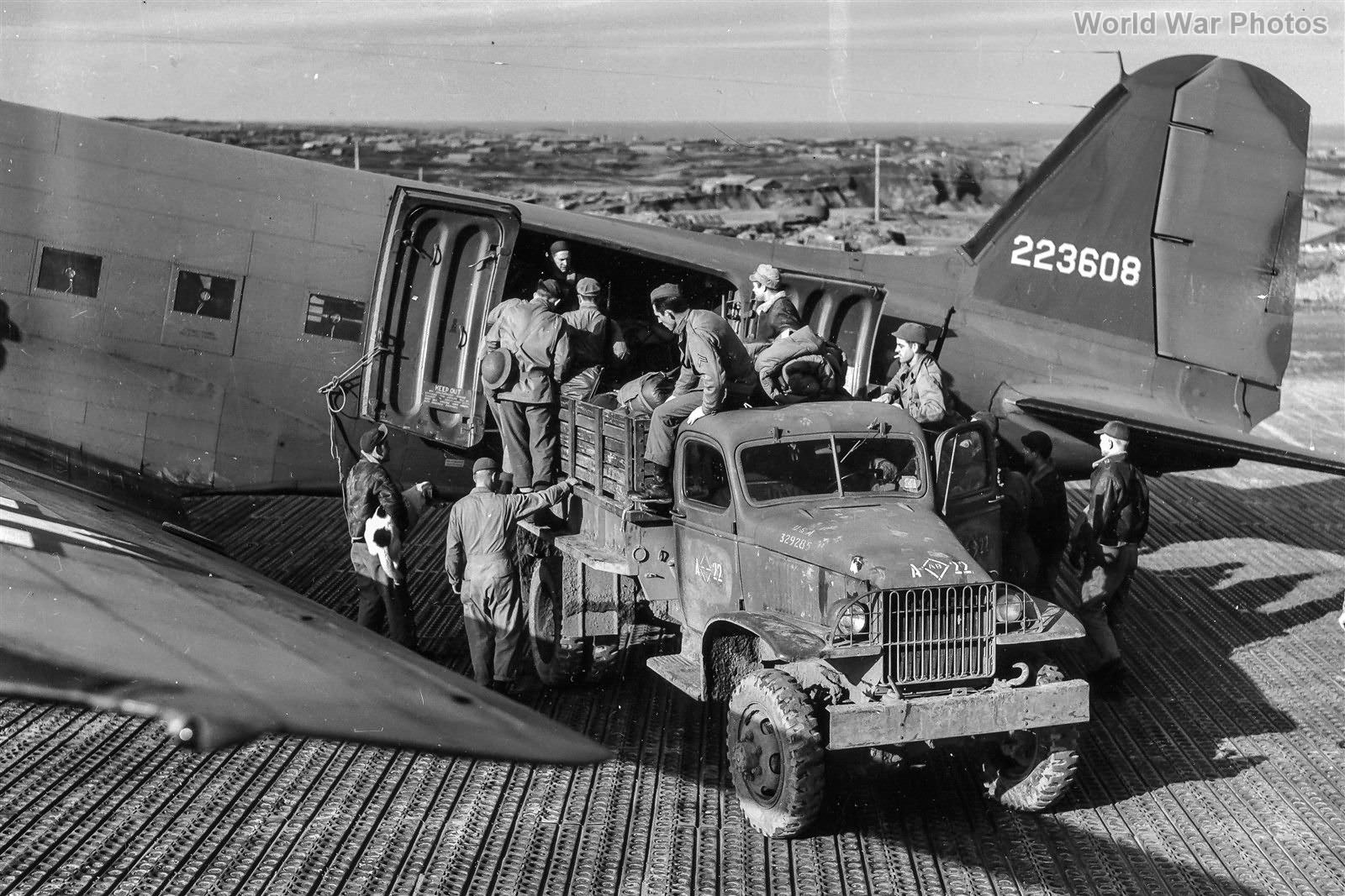 C-47 being unloaded at Amchitka Island 1943