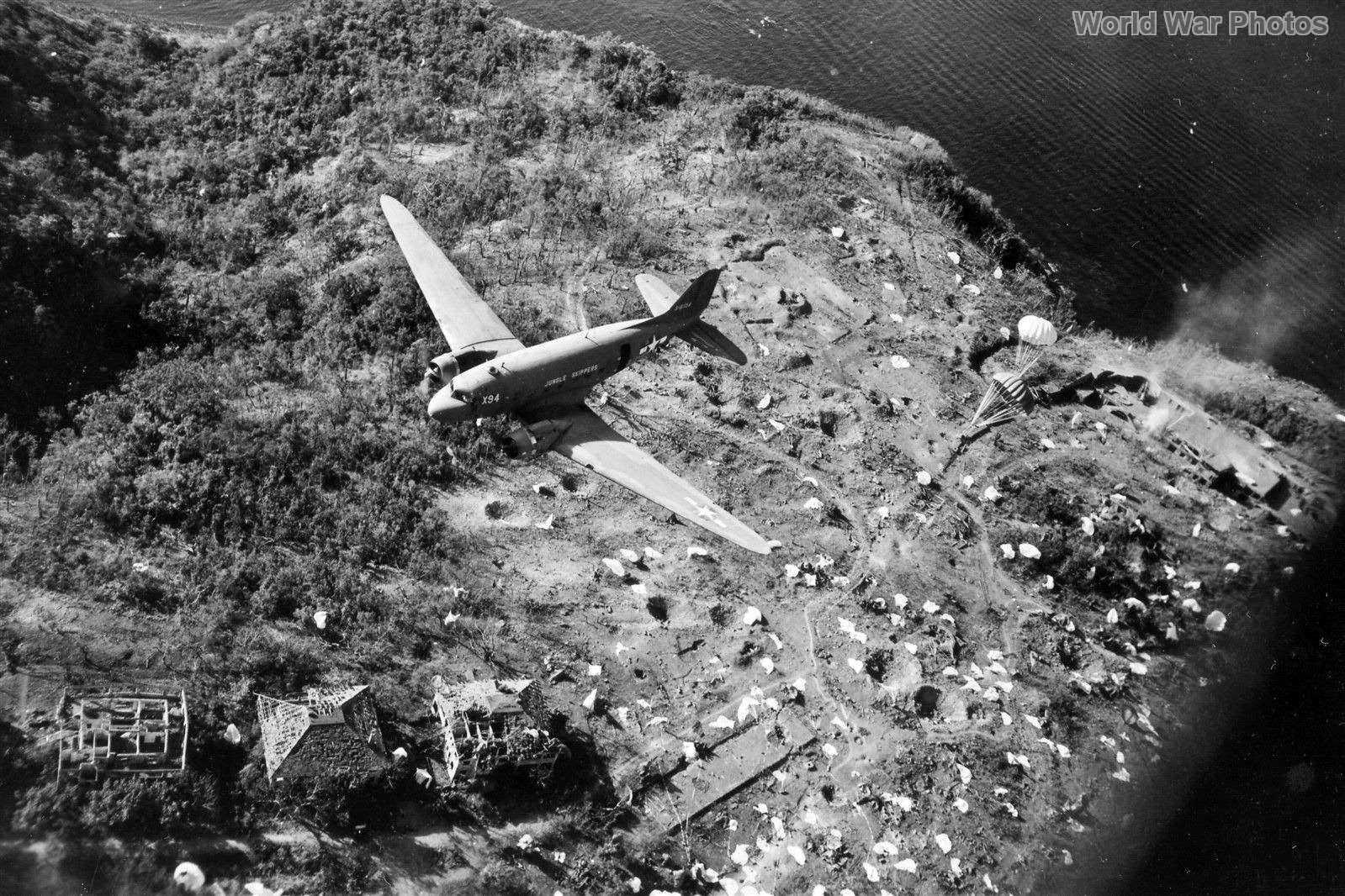 C-47 drop supplies to American troops on Corregidor