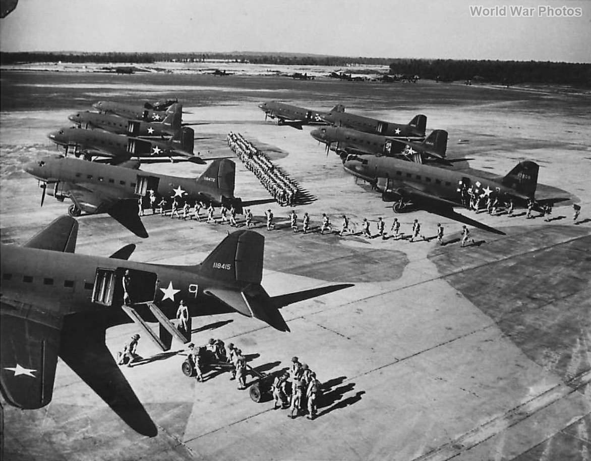 Paratroopers Equipment boarding C-47 Ft Bragg 42
