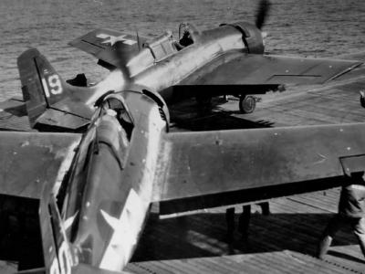 FM-2 Wildcats of VC-79 on board the escort carrier USS Sargent Bay CVE-83 invasion of Iwo Jima 19 February 1945