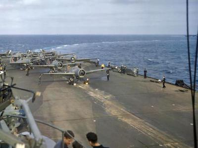Seafires on the flight deck of HMS Formidable