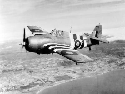 Grumman Wildcat ‚F’ of No 846 Squadron FAA with D-Day stripes