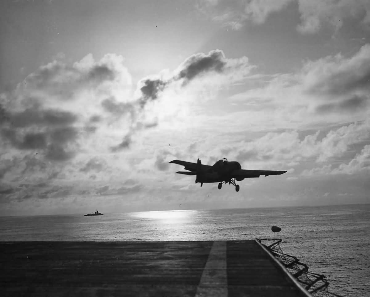 US Navy Grumman Wildcat F4F Takes Off from Carrier 1943