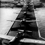 FM-1 Wildcats and TBM-1 Avengers from VC-42 during loading on board USS Guadalcanal CVE-60 at NAS San Diego, 31 October 1943
