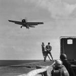 Signal Officer Directs Grumman Wildcat F4F Landing on Carrier 1942 Operation Torch