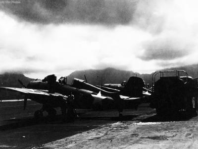 Servicing F4F for dawn patrol at Territory of Hawaii May 1942