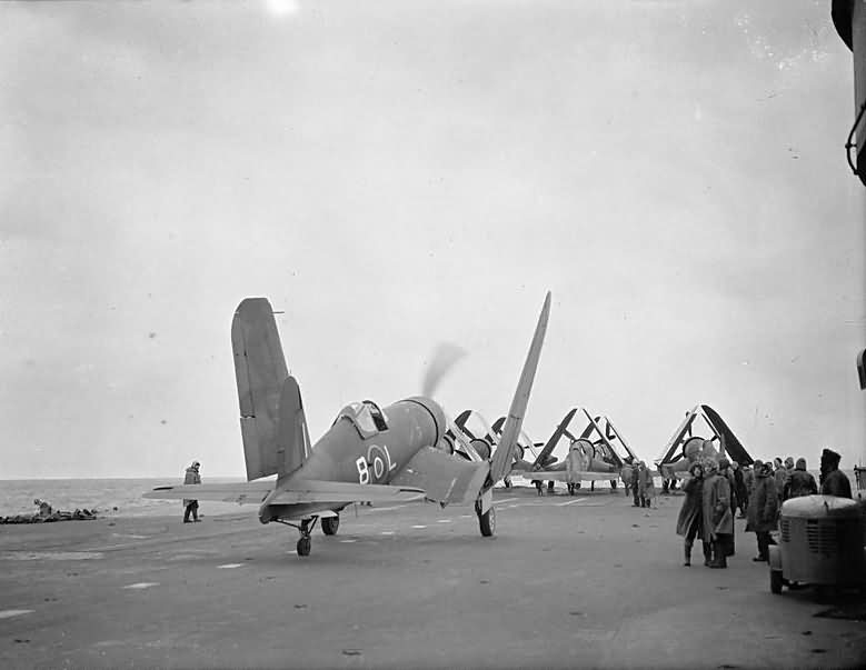 F4U Corsair HMS Victorious after bombing a German convoy off Bodo Norway