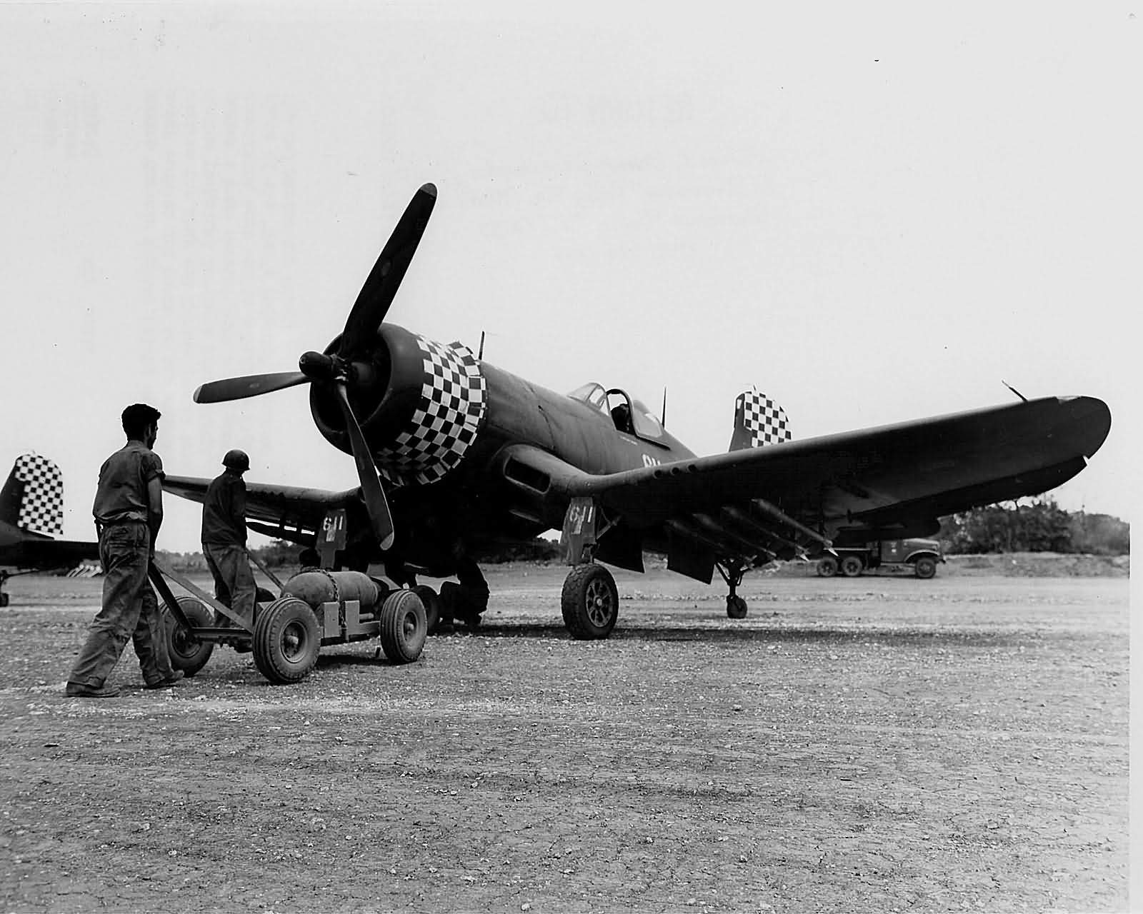 FG-1D Corsair #611 of VMF-312 on Okinawa April 17, 1945