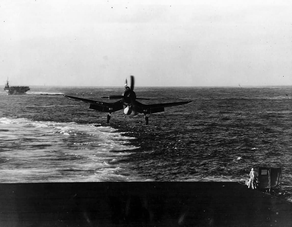 Marine Pilot Lands F4U Corsair on Aircraft Carrier