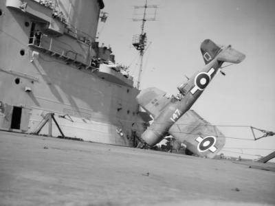 Crashed Corsair Mk II HMS Illustrious off Formosa March 1945