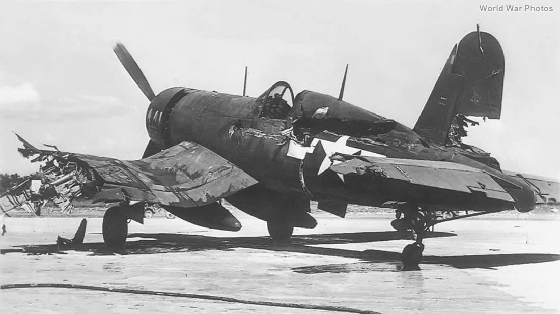 Damaged F4U-1D Okinawa 1945