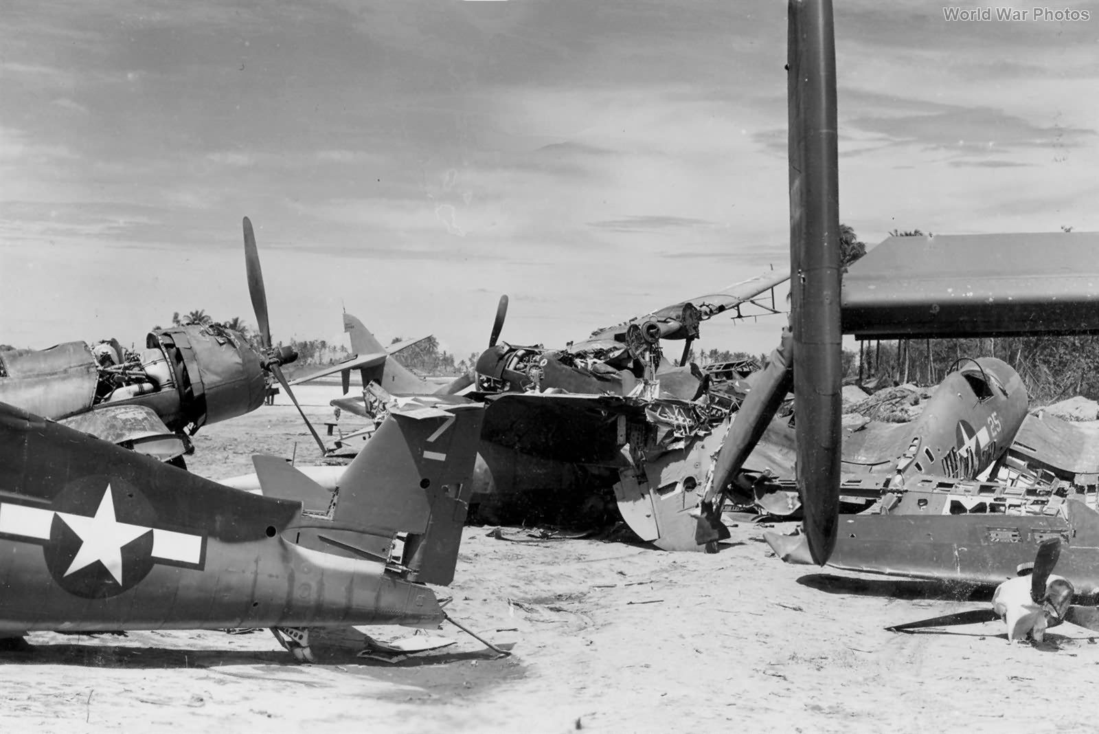 Marine F4U and F6F boneyard Bougainville February 1944
