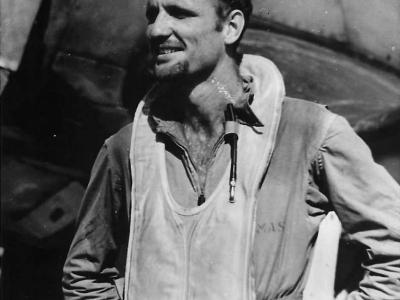 VMF-112 Ace pilot Frank „Red” Thomas by F4U Bougainville