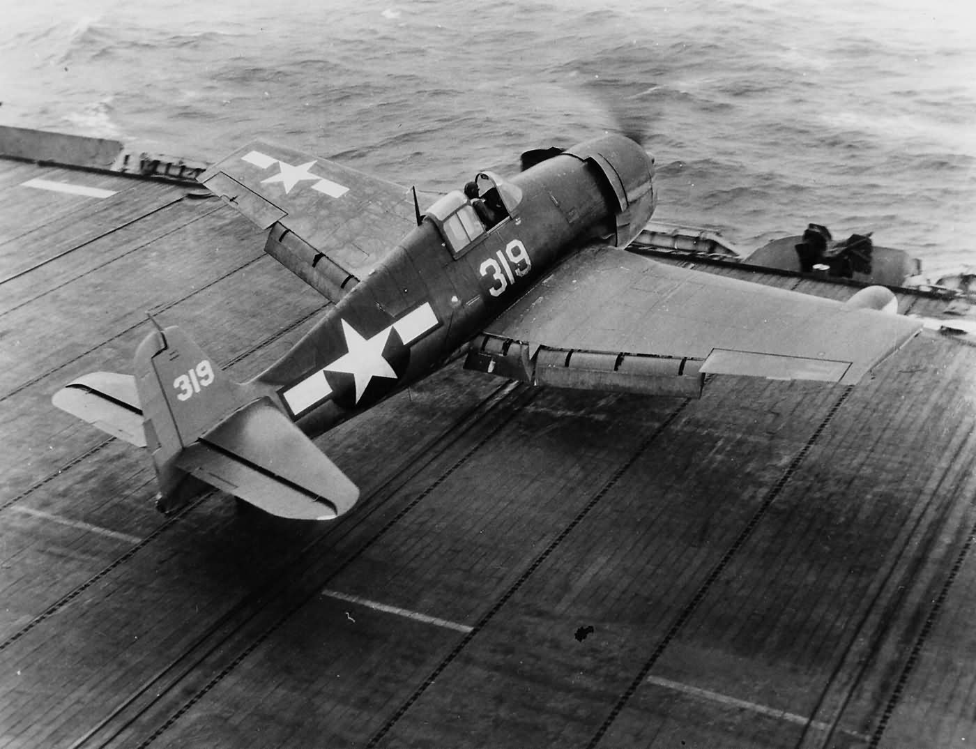 F6F-3N Hellcat #319 on board the escort carrier USS Solomons CVE-67 Rhode Island November 18, 1944