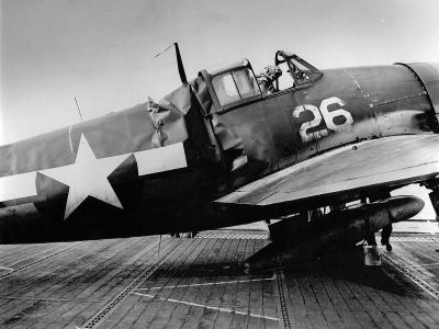Damaged F6F-3 Hellcat #26 of VF-15 USS Hornet (CV-12) January 22, 1944