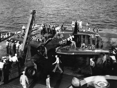 F6F-3 Hellcat 86-F-17 of VF-86 escort carrier Charger CVE-30 September 7, 1944
