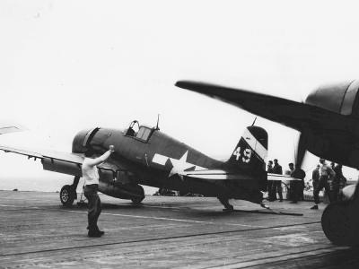 F6F-5 Hellcat #49 of VF-6 escort carrier USS Hancock (CV-19) April 21, 1945
