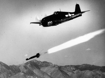 F6F-5 Hellcat firing a Tiny Tim rocket at NOTS China Lake November 6 1945