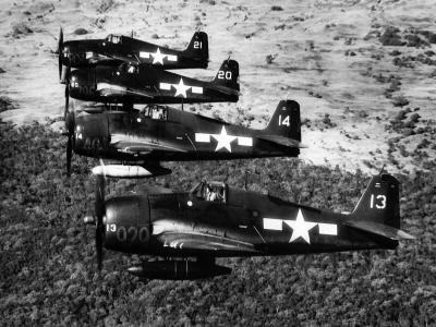 F6F-5 Hellcats of VF-6 formation over Moanaloa Hawaii February 14 1945