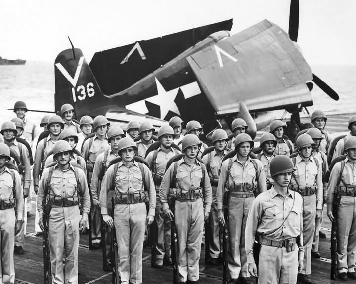 F6F Hellcat #136 aircraft carrier USS Ticonderoga CV-14 August 19, 1945