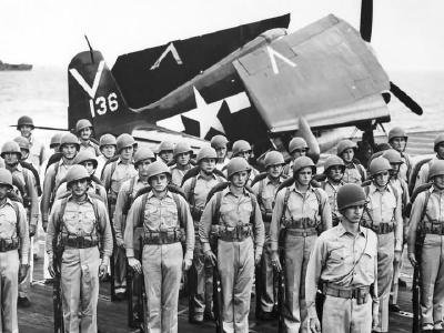 F6F Hellcat #136 aircraft carrier USS Ticonderoga CV-14 August 19, 1945