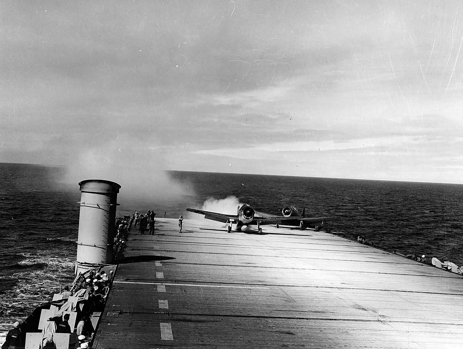 F6F Hellcat during testing of JATO on board the escort carrier USS Altamaha CVE -8 March 1, 1944
