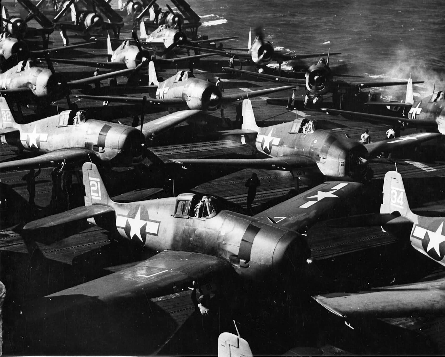 F6F Hellcats of VF-8 on board the carrier USS Bunker Hill CV-17