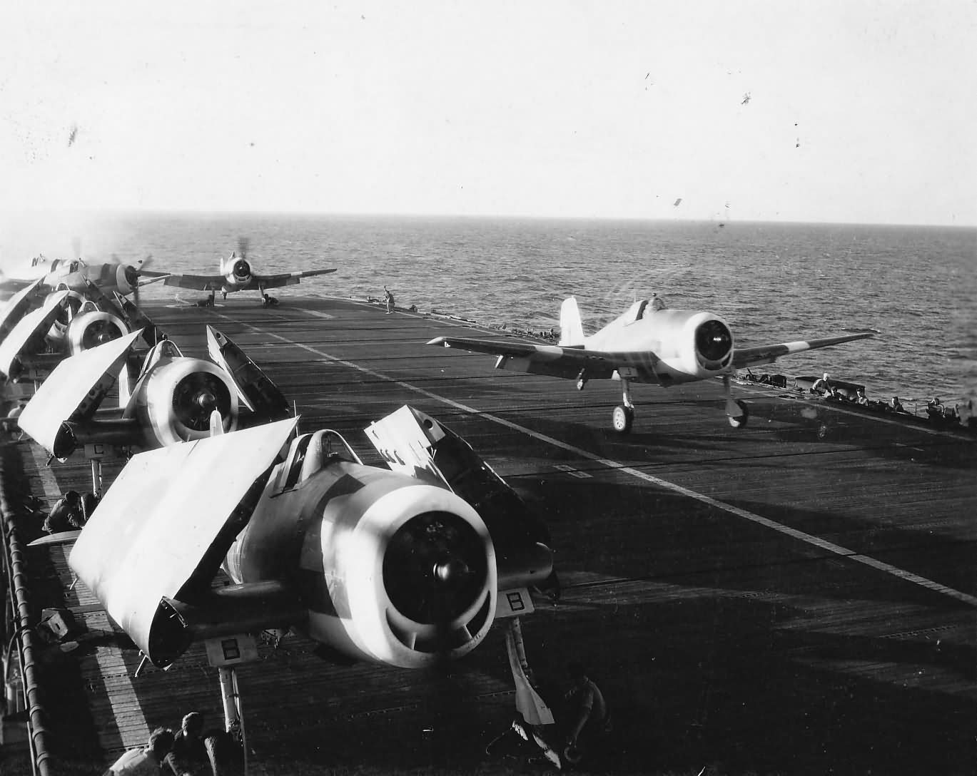 F6F of Fleet Air Arm Hellcat Mk II on deck of HMS Ameer 2
