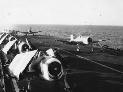 F6F of Fleet Air Arm Hellcat Mk II on deck of HMS Ameer 2