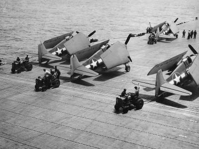 F6F Hellcats Prepare for Take Off from Carrier for Raid on Tarawa 1943