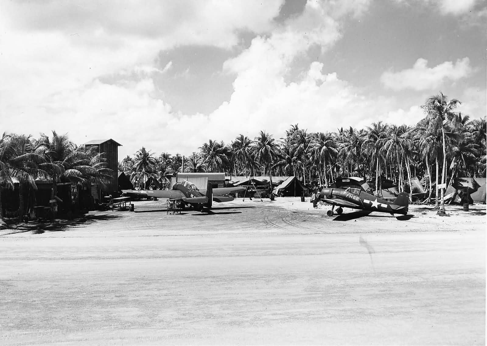 MAG-45 F6F-5N Hellcat and TBM Avenger Falalop Island on July 14, 1945