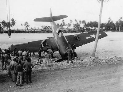 Marine F6F Fighter from MAG-45 Crash Landed 1944
