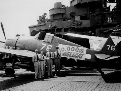 The 10000th Hellcat #76 produced by Grumman after delivery to VBF-87, carrier USS Ticonderoga (CV-14) June 5, 1945